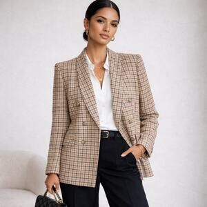 L'AGENCE SZ 10 Jayda Blazer Color: Soft Camel Multi Houndstooth $795